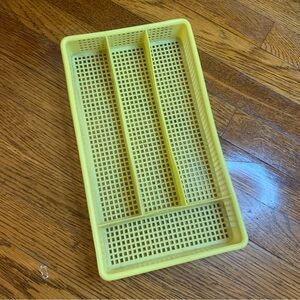 Unusual Vintage Retro Yellow Silverware Tray  Flatware Drawer Organizer